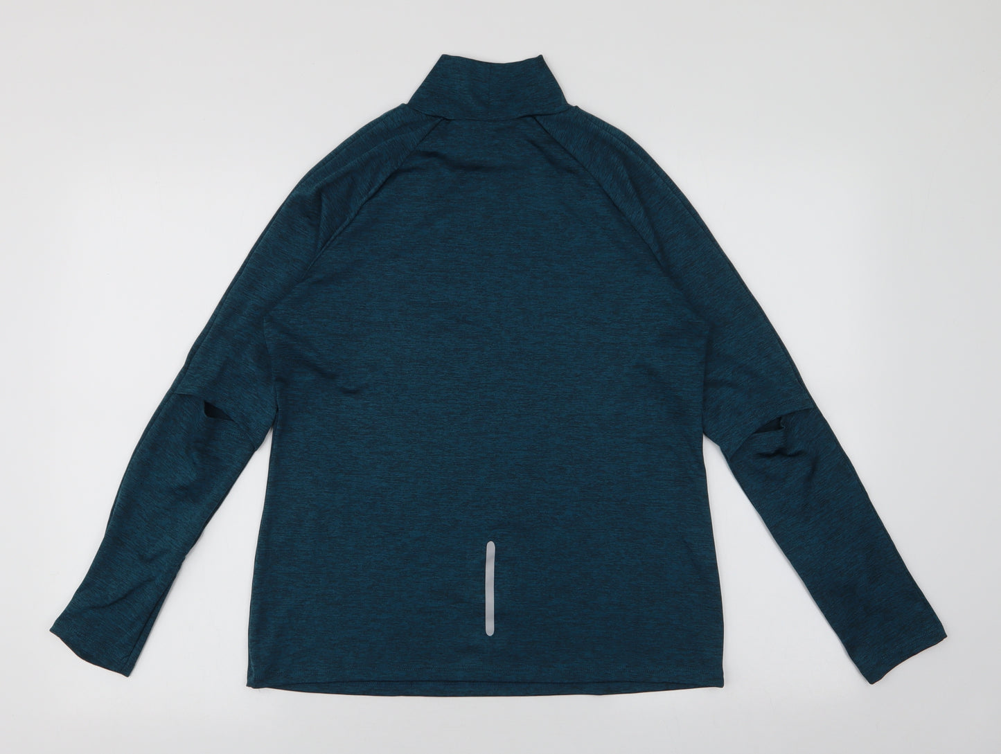 More Mile Womens Blue  Polyester Basic T-Shirt Size 12 High Neck Pullover