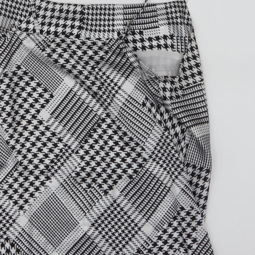 River Island Womens Black Houndstooth Polyester Basic Blouse Size 10 Scoop Neck