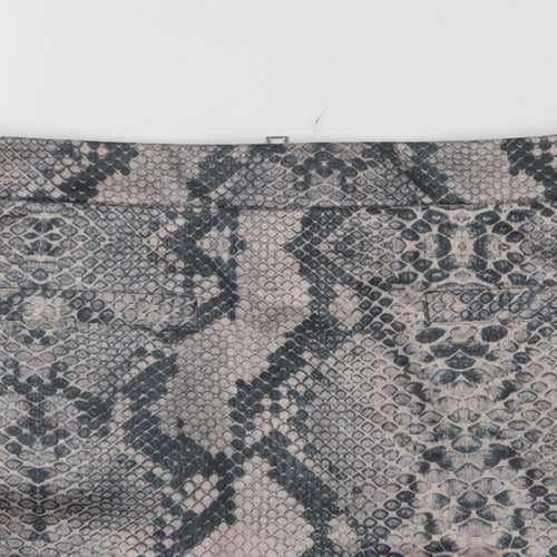 River Island Womens Beige Animal Print Polyester A-Line Skirt Size 14   Zip