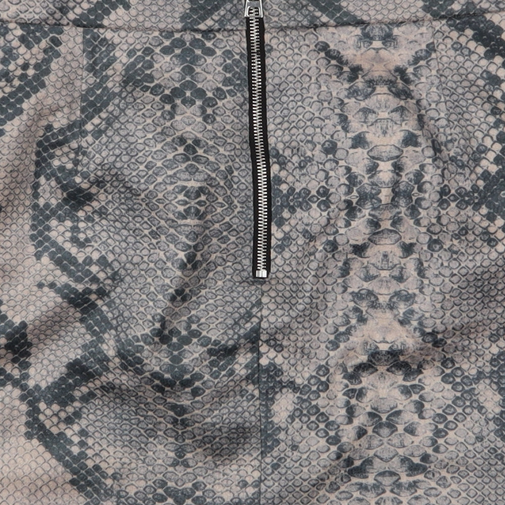 River Island Womens Beige Animal Print Polyester A-Line Skirt Size 14   Zip