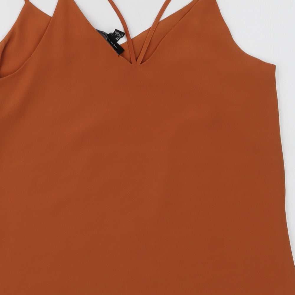 New Look Womens Orange  Polyester Basic Blouse Size 12 V-Neck