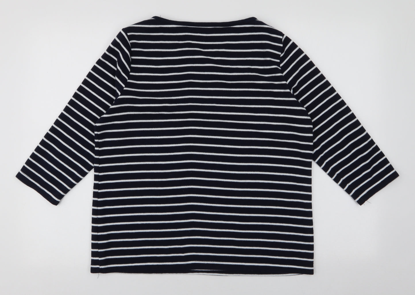 love Leisure Womens Blue Round Neck Striped Polyester Pullover Jumper Size 16