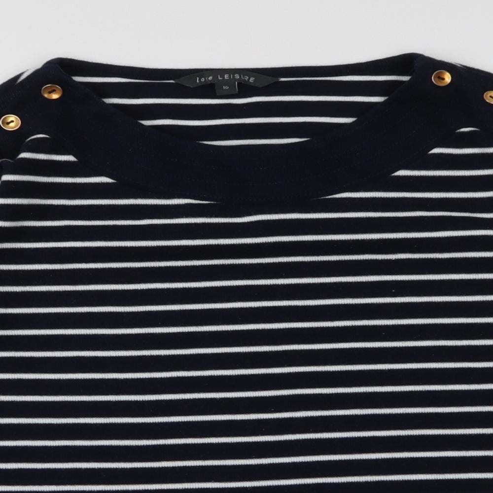 love Leisure Womens Blue Round Neck Striped Polyester Pullover Jumper Size 16