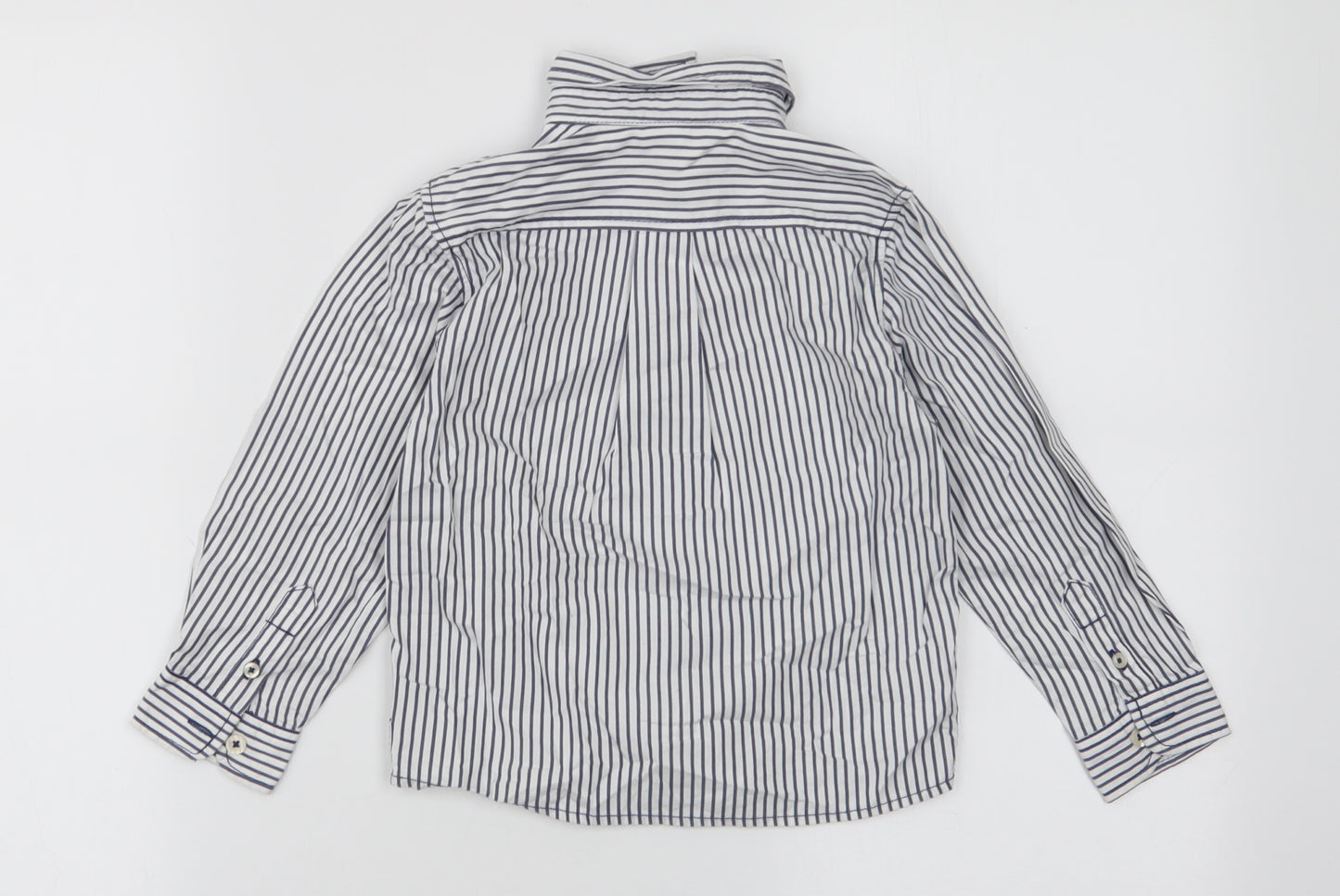 Zara Boys White Striped Polyester Basic Dress Shirt Size 2-3 Years Collared Button