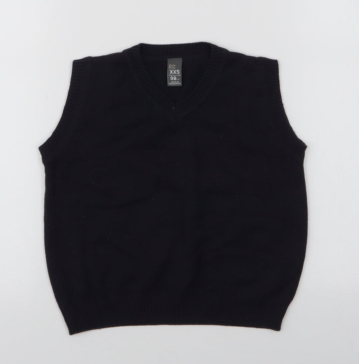 Zara Boys Blue V-Neck  Polyester Vest Jumper Size 2XS  Pullover
