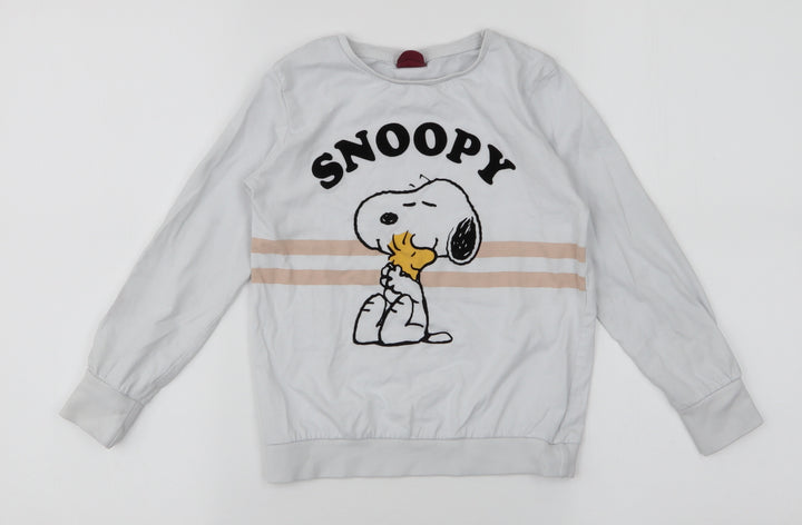George Girls White  100% Cotton Pullover Sweatshirt Size 7-8 Years  Pullover - Peanuts Snoopy