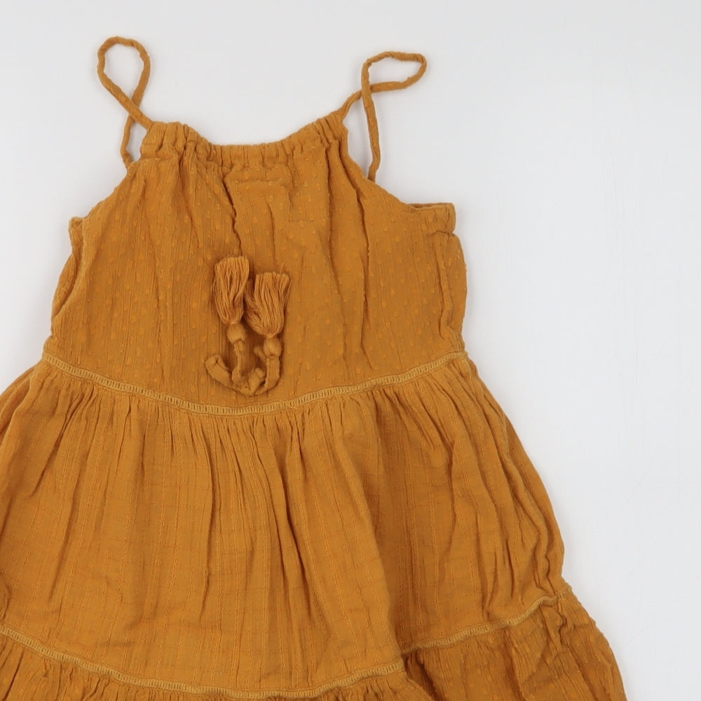 TU Girls Orange  100% Cotton Trapeze & Swing  Size 6 Years  High Neck Pullover