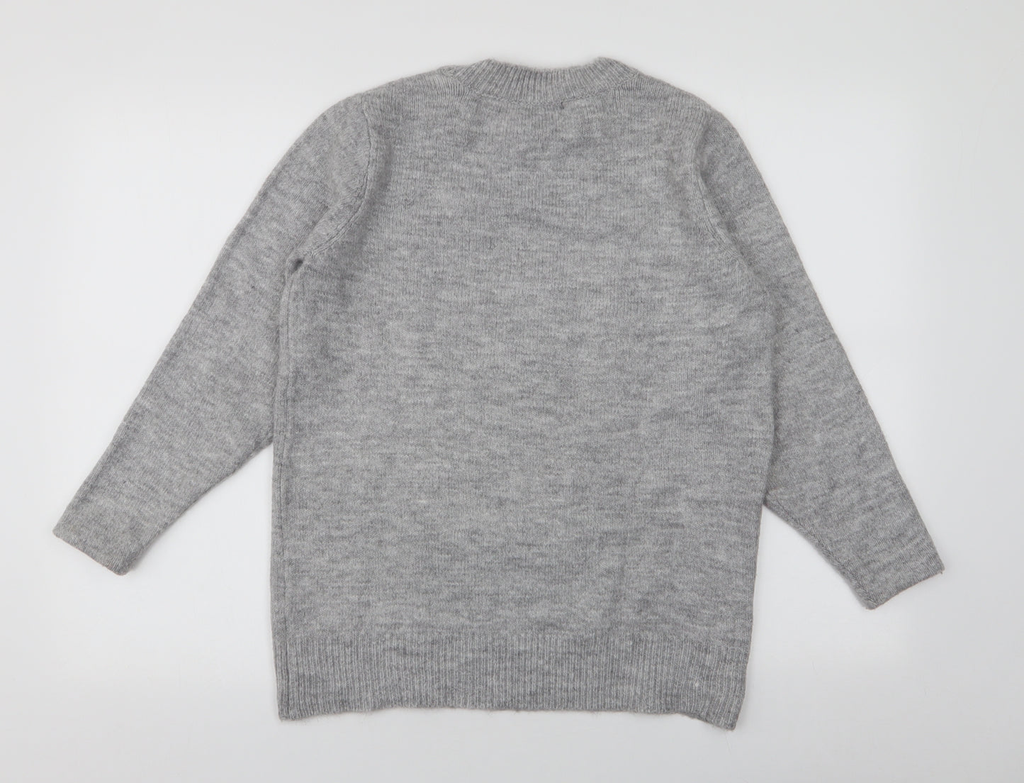 F&F Womens Grey Round Neck  Polyester Pullover Jumper Size 10   - Christmas dog