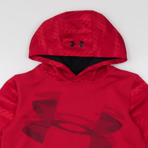 Under armour Boys Red  Polyester Pullover Hoodie Size L  Pullover