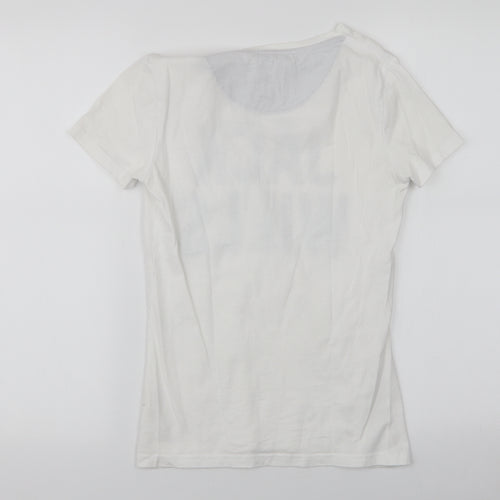 Jack Wills Womens White  100% Cotton Jersey T-Shirt Size 6 Round Neck