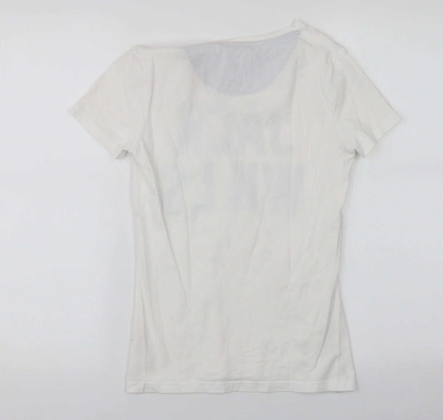 Jack Wills Womens White  100% Cotton Jersey T-Shirt Size 6 Round Neck