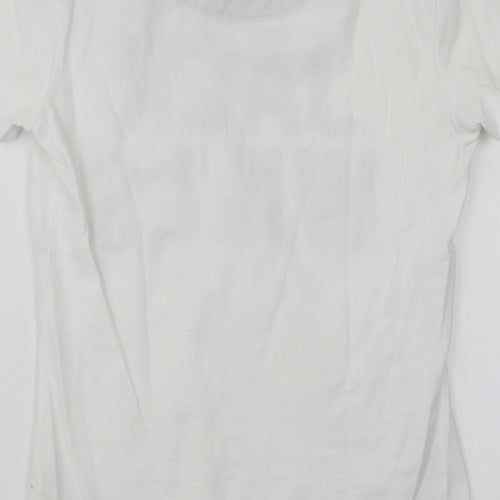 Jack Wills Womens White  100% Cotton Jersey T-Shirt Size 6 Round Neck