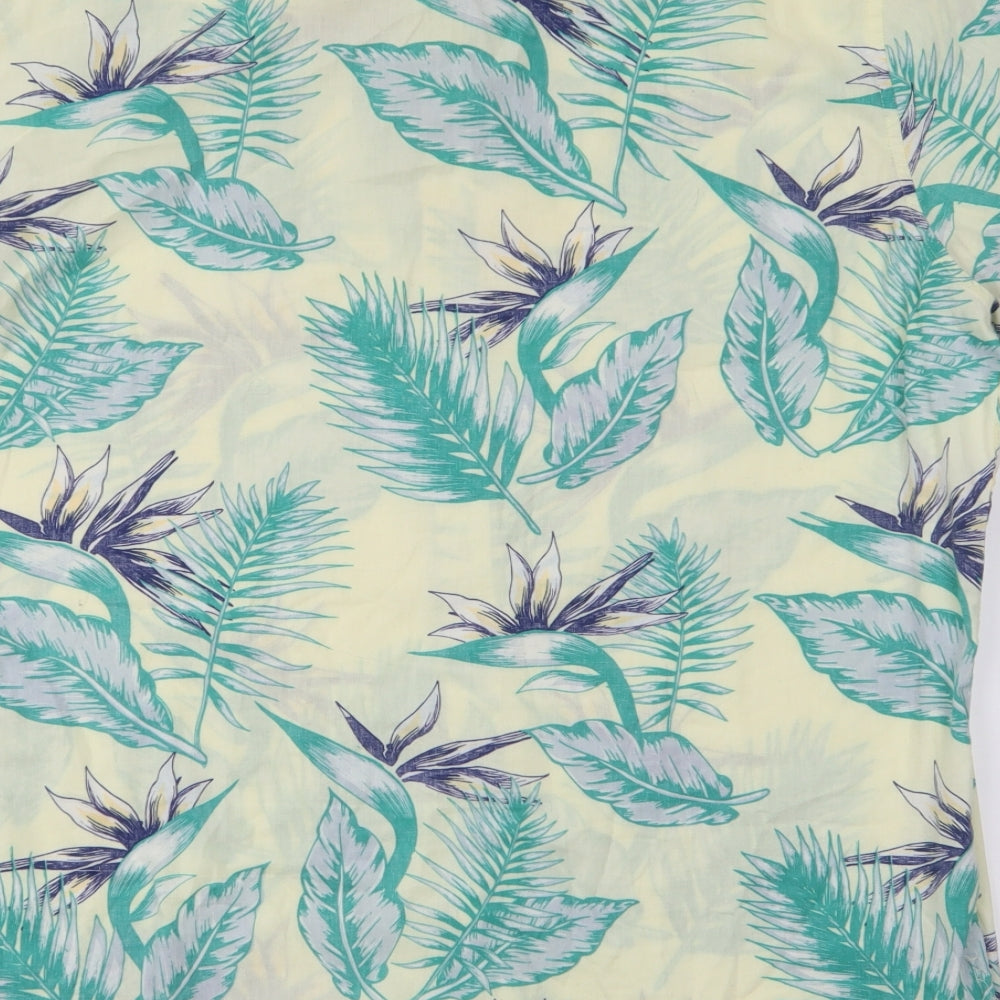 Cedar Wood State Mens Multicoloured Floral Cotton  Button-Up Size XL Collared Button