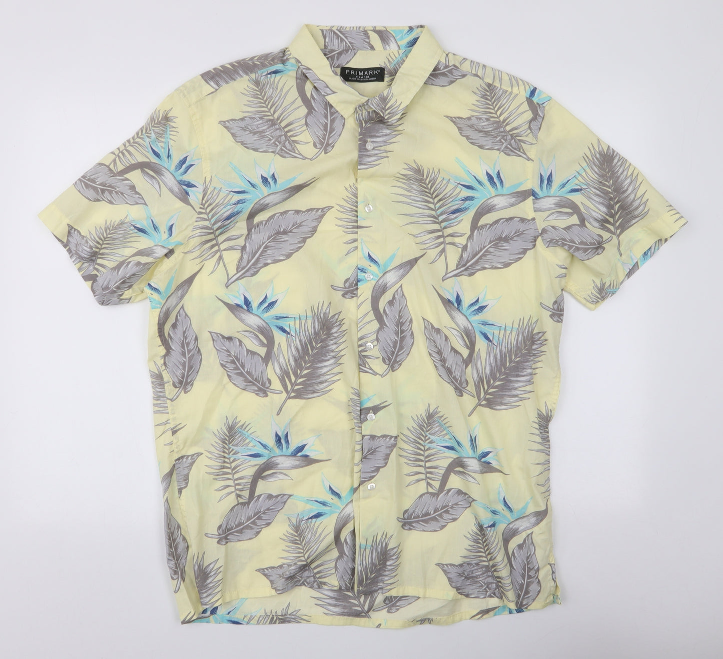 Primark Mens Multicoloured Floral Cotton  Button-Up Size XL Collared Button