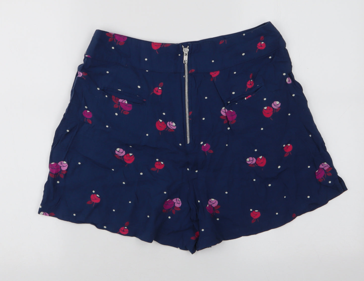 Influence Womens Blue Floral Polyester Sweat Shorts Size 10 L3 in Regular Zip