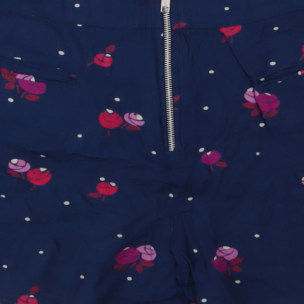 Influence Womens Blue Floral Polyester Sweat Shorts Size 10 L3 in Regular Zip