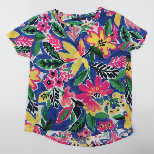 Marks and Spencer Womens Multicoloured Floral Polyester Jersey T-Shirt Size 12 Round Neck