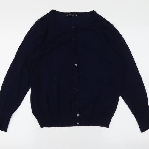 Dunnes Stores Womens Blue Round Neck  Viscose Cardigan Jumper Size 14