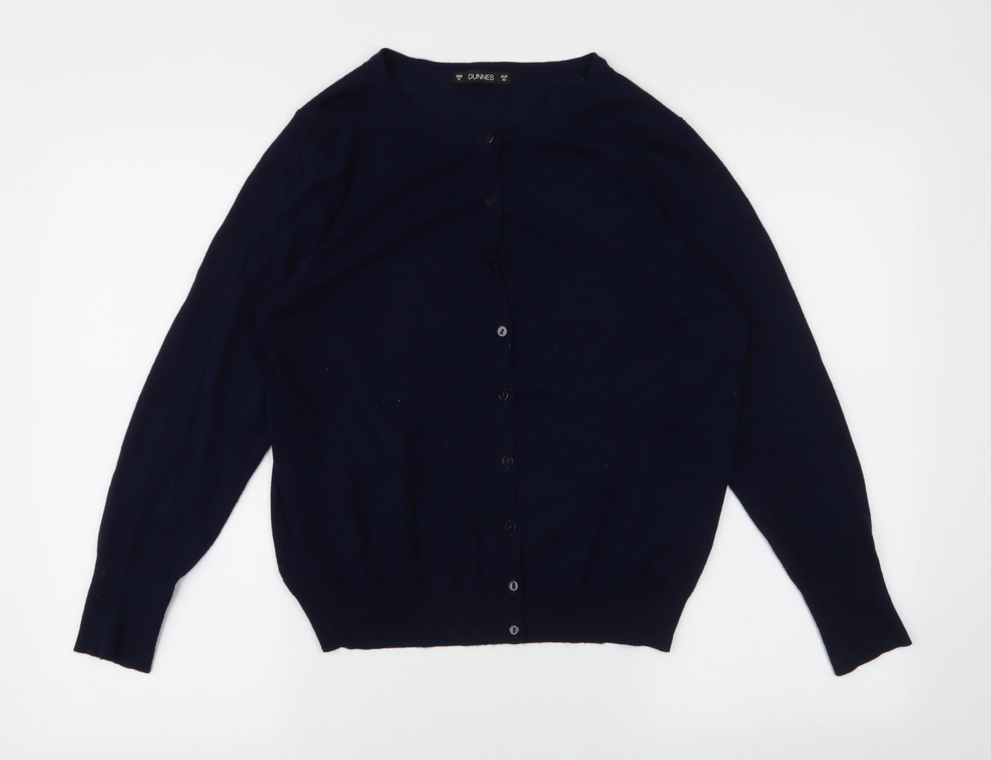 Dunnes Stores Womens Blue Round Neck  Viscose Cardigan Jumper Size 14
