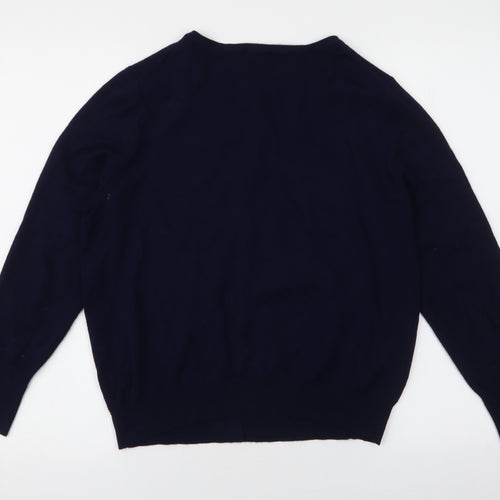 Dunnes Stores Womens Blue Round Neck  Viscose Cardigan Jumper Size 14