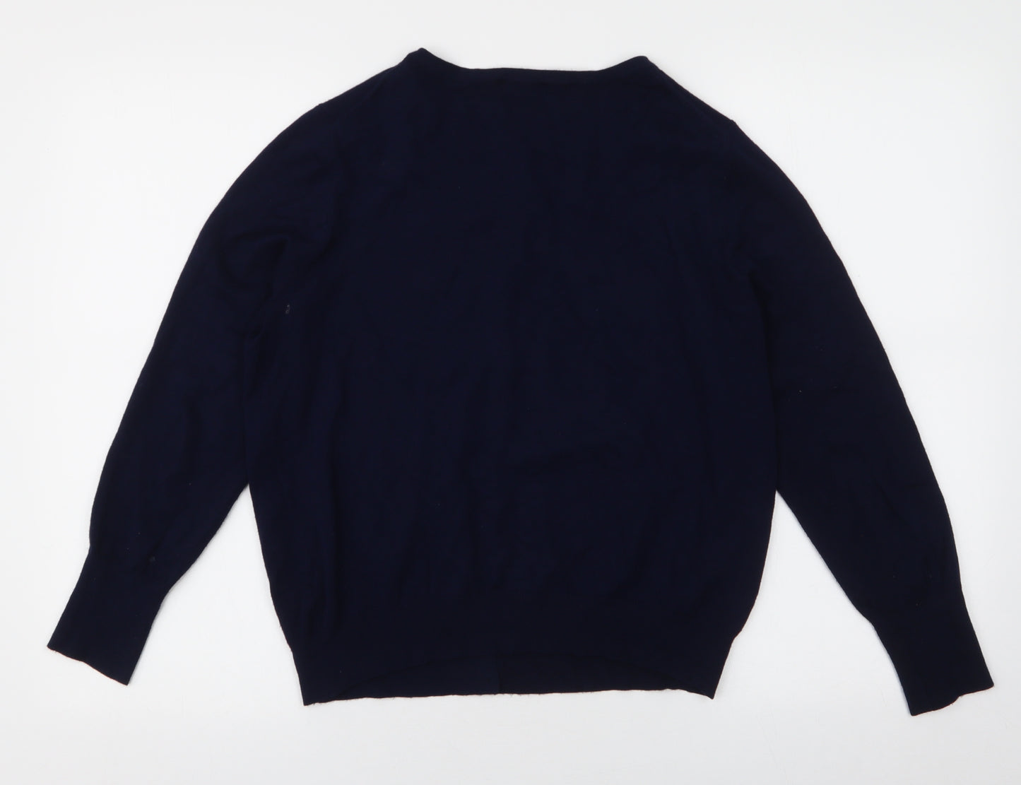 Dunnes Stores Womens Blue Round Neck  Viscose Cardigan Jumper Size 14