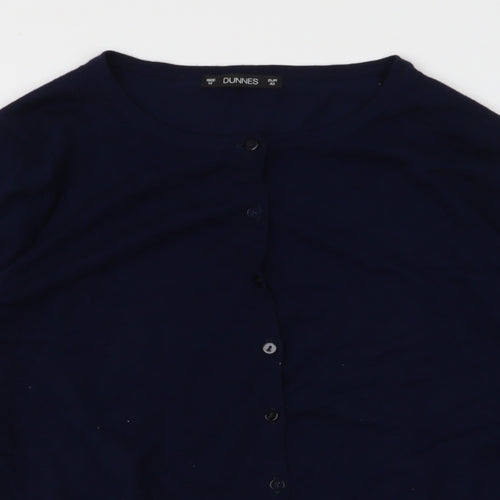 Dunnes Stores Womens Blue Round Neck  Viscose Cardigan Jumper Size 14