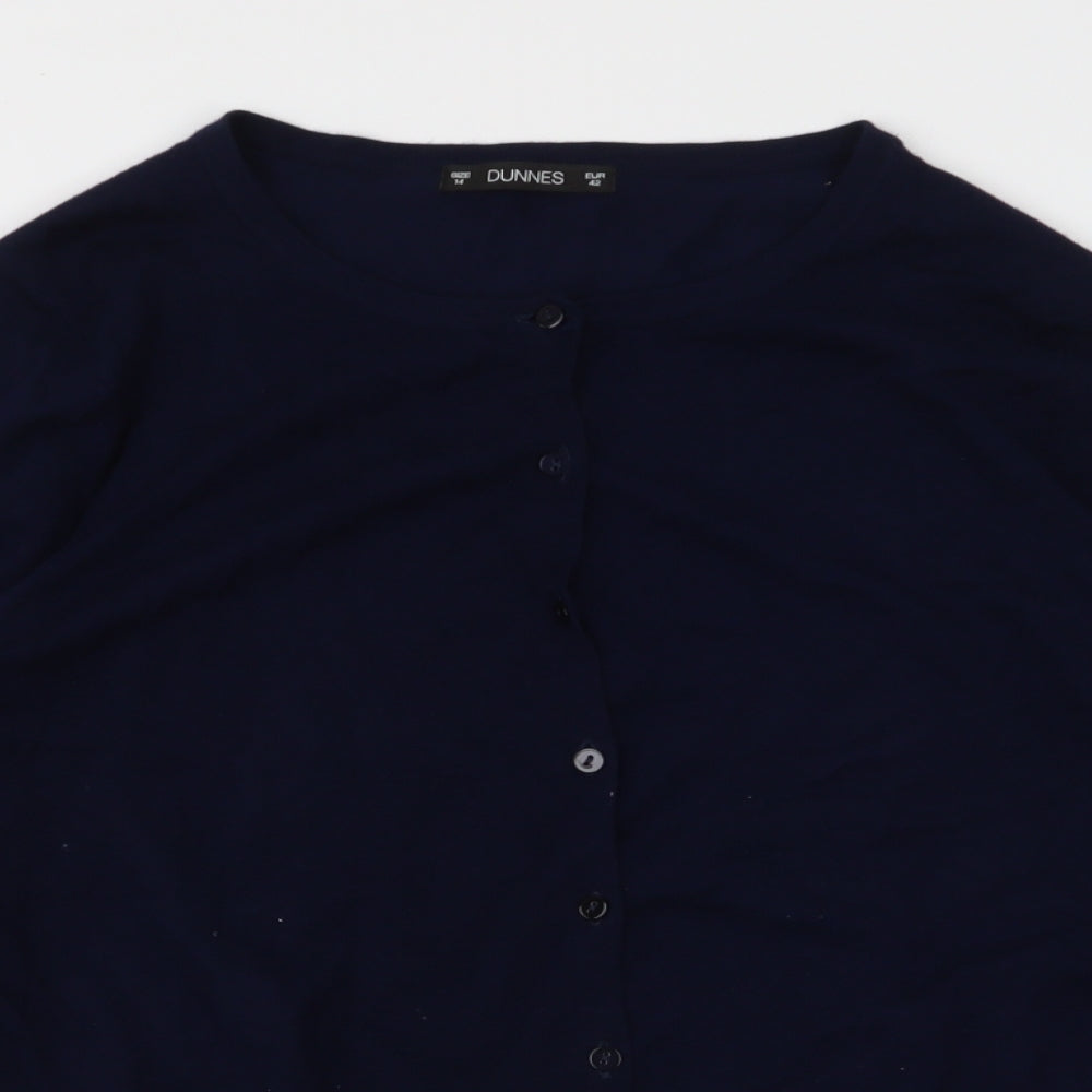 Dunnes Stores Womens Blue Round Neck  Viscose Cardigan Jumper Size 14