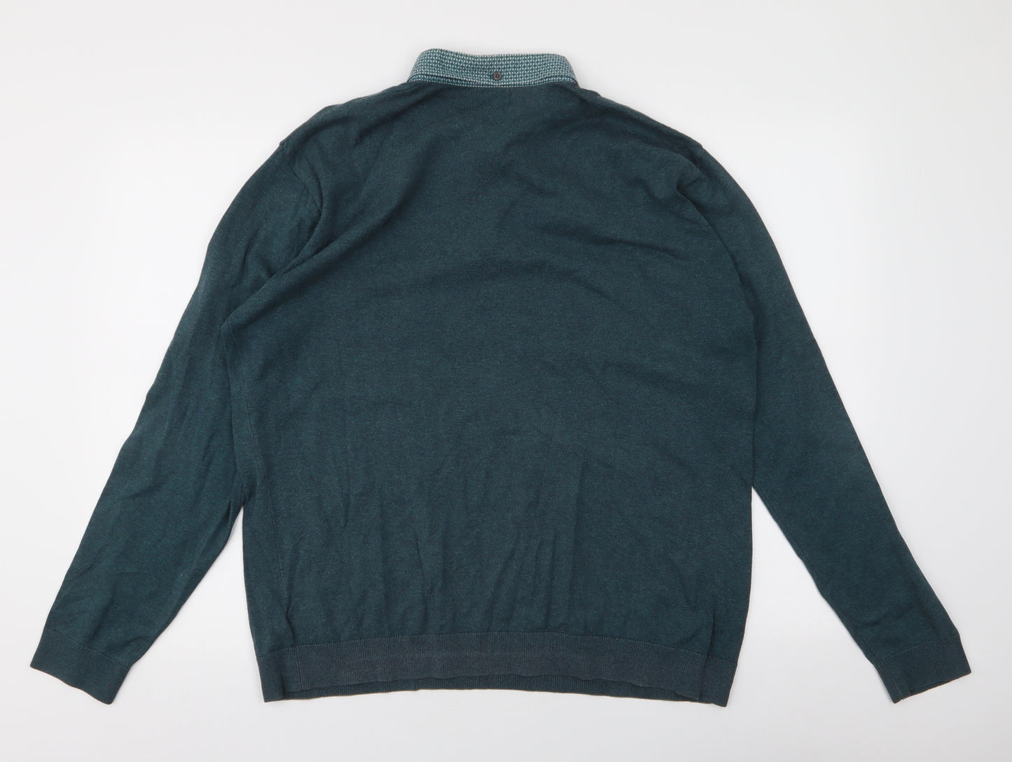NEXT Mens Green Collared  Cotton Pullover Jumper Size XL