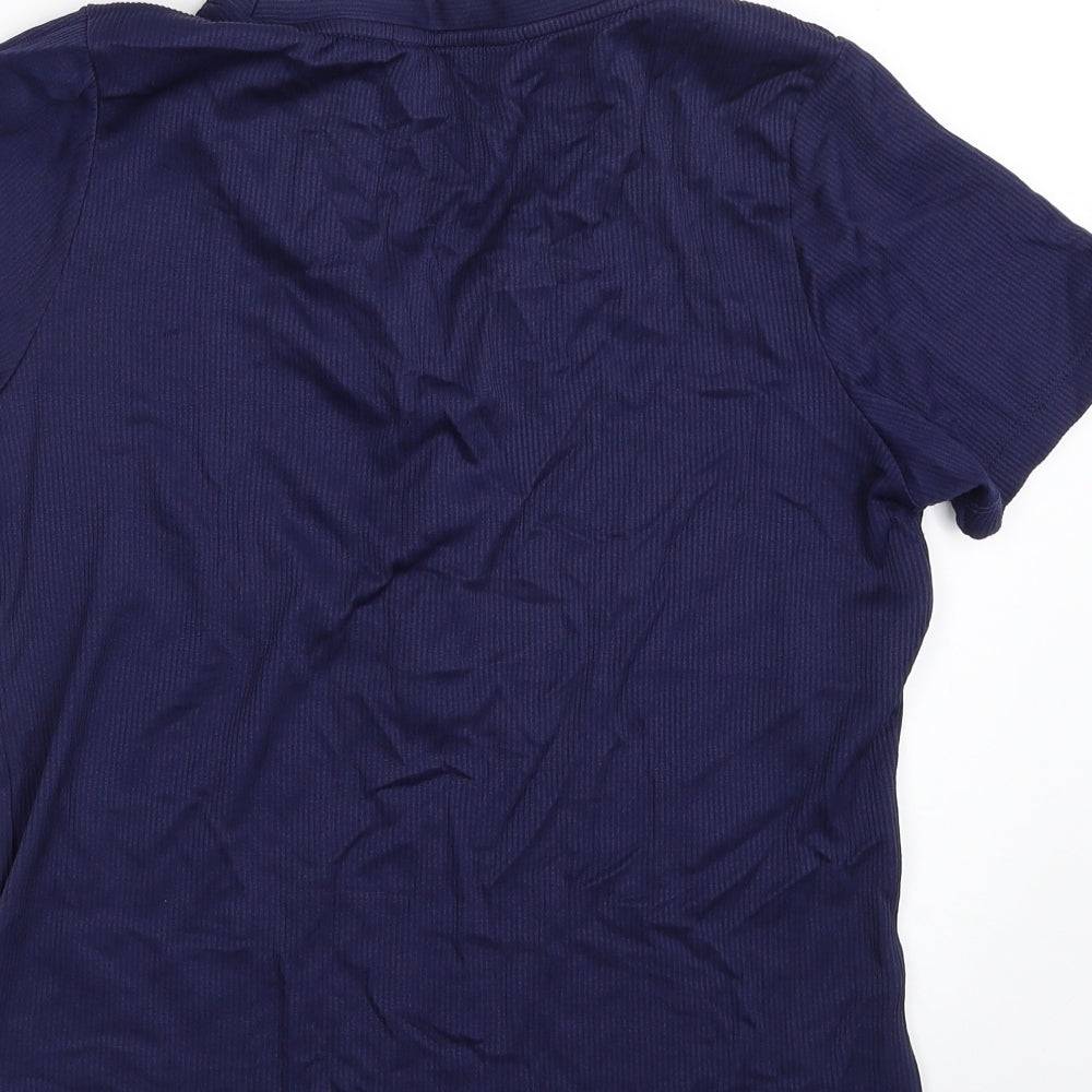 F&F Womens Blue  Polyamide Pullover Sweatshirt Size 12  Button