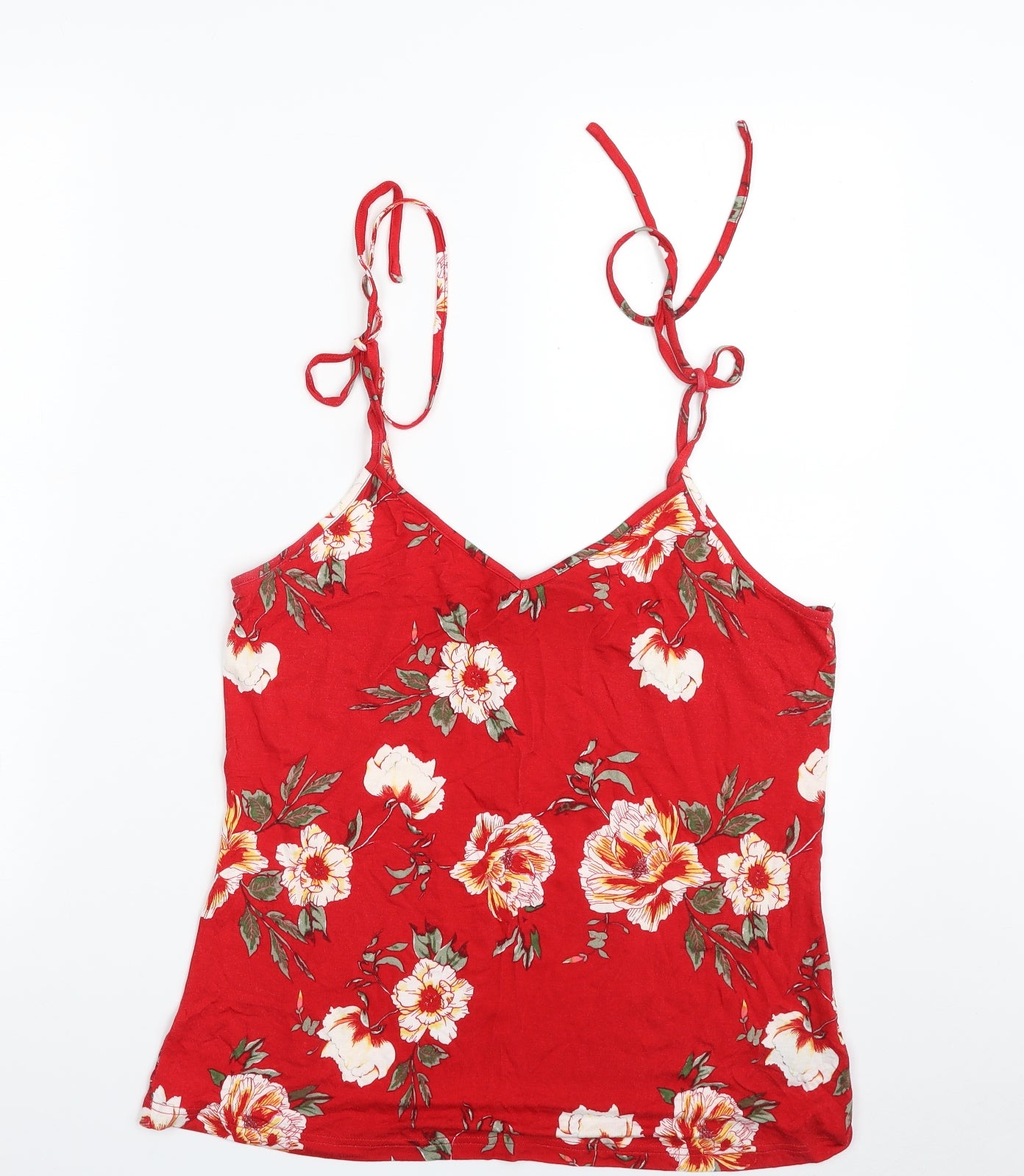 Very Womens Red Floral Viscose Camisole Tank Size 12 V-Neck - Tie