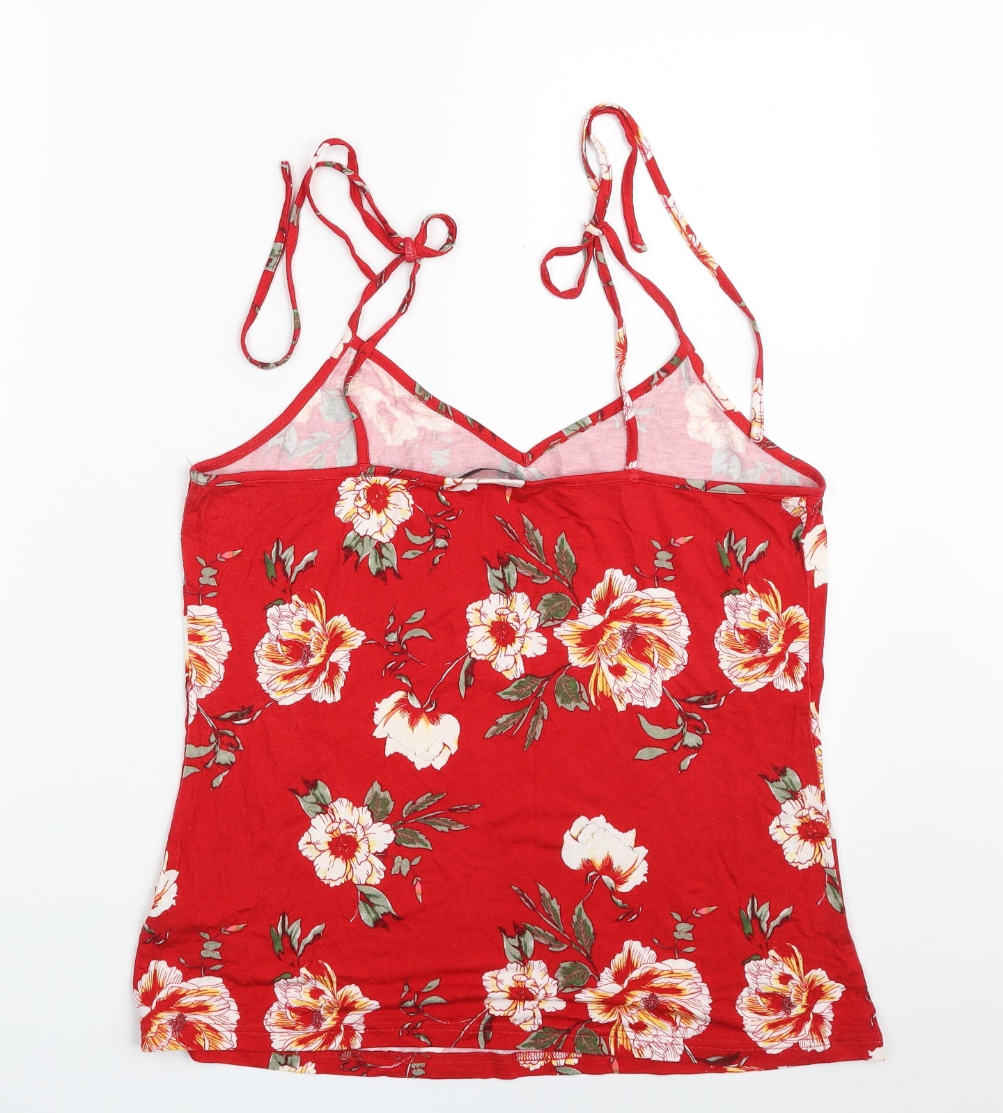 Very Womens Red Floral Viscose Camisole Tank Size 12 V-Neck - Tie