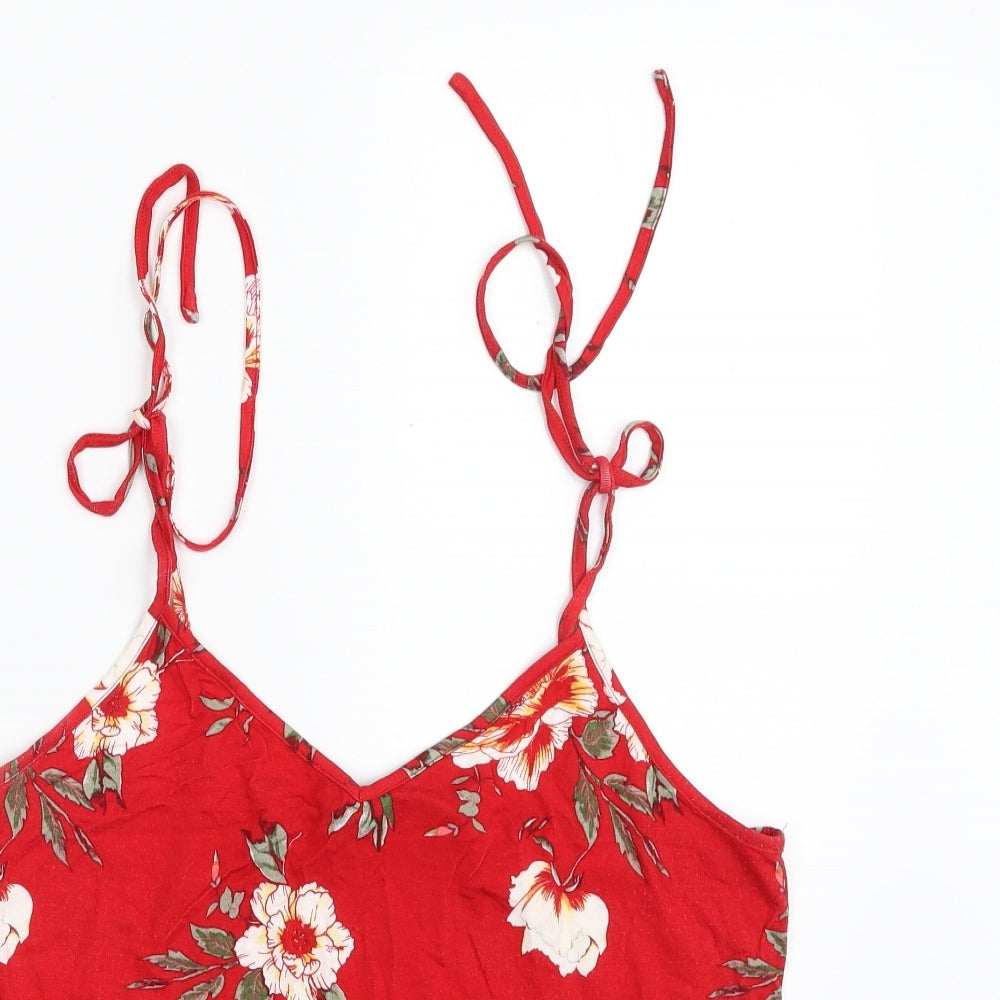 Very Womens Red Floral Viscose Camisole Tank Size 12 V-Neck - Tie