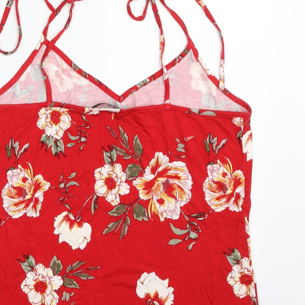 Very Womens Red Floral Viscose Camisole Tank Size 12 V-Neck - Tie