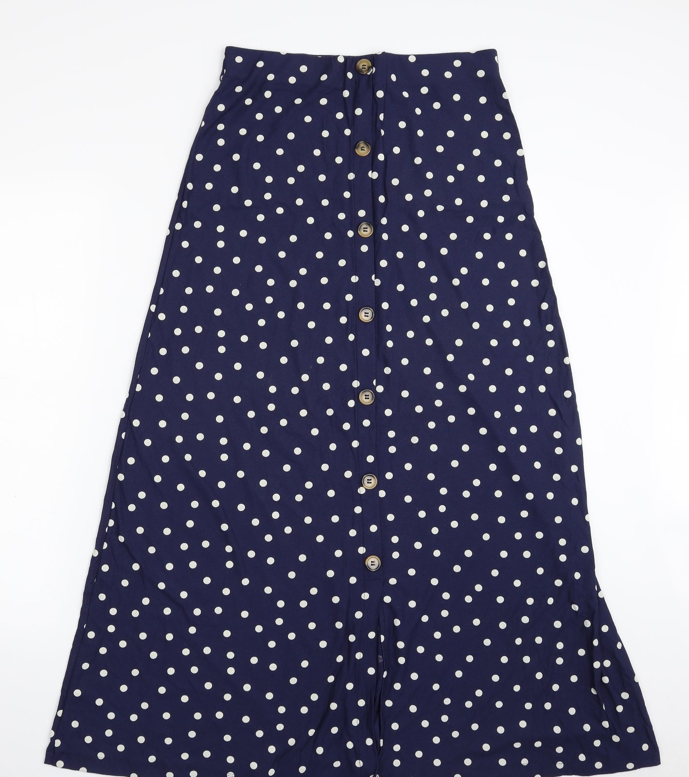 F&F Womens Blue Polka Dot Viscose A-Line Skirt Size 10