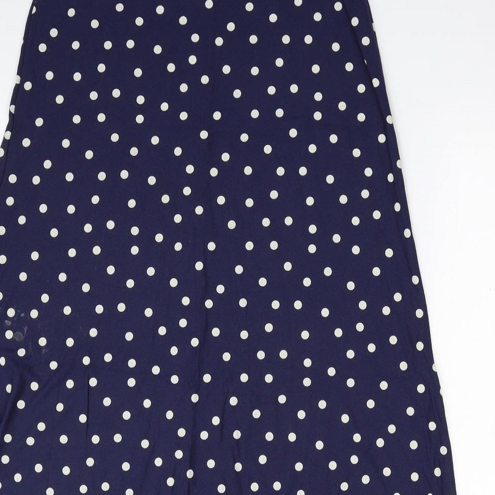 F&F Womens Blue Polka Dot Viscose A-Line Skirt Size 10