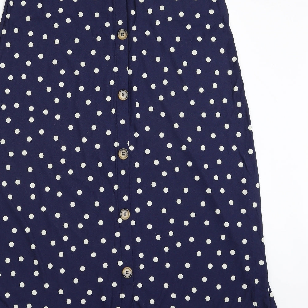 F&F Womens Blue Polka Dot Viscose A-Line Skirt Size 10