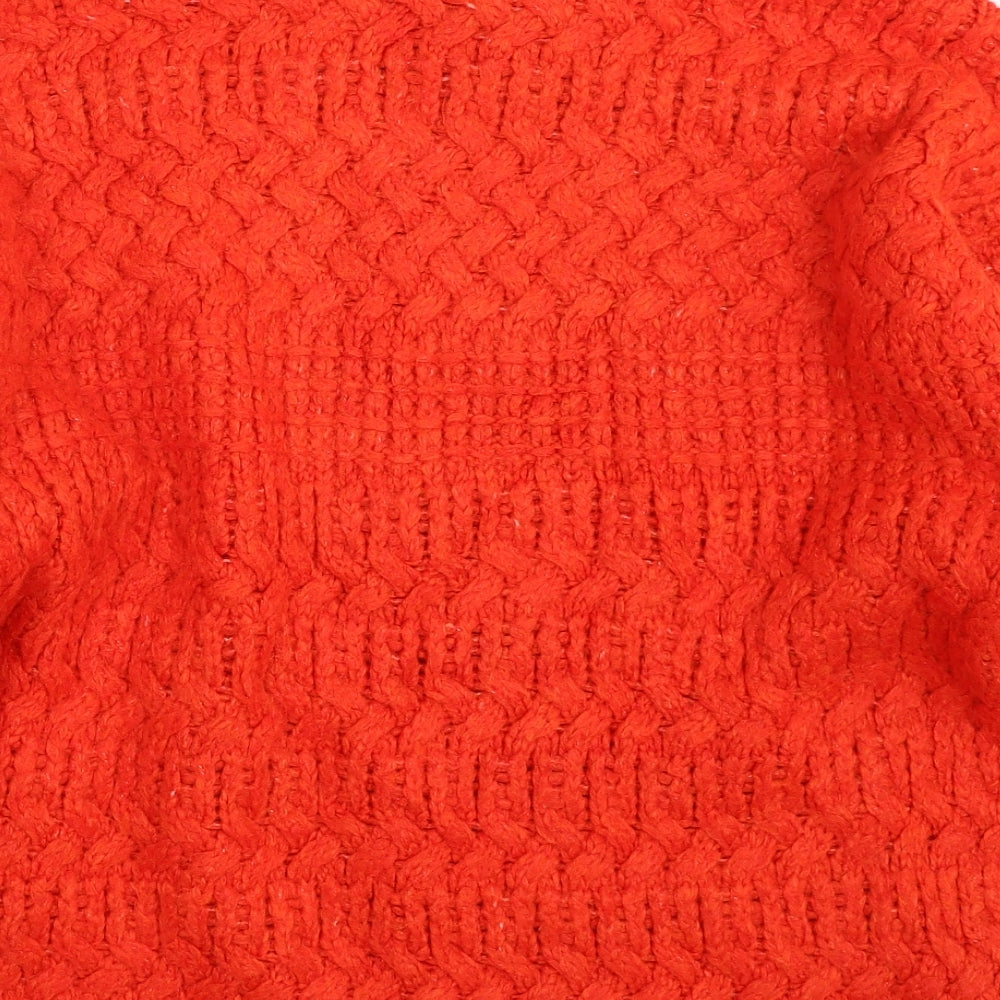 Mango Womens Red Crew Neck  Acrylic Pullover Jumper Size M