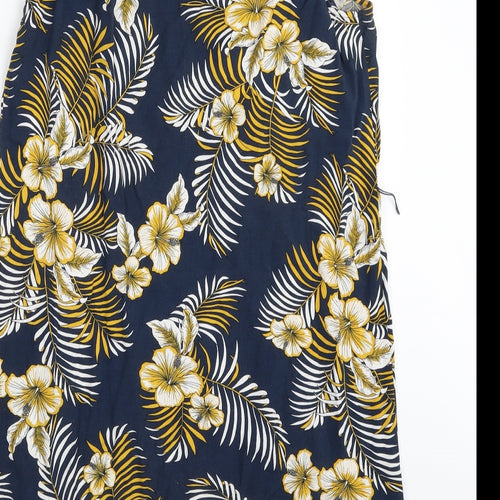 F&F Womens Blue Floral Viscose Sheath  Size 10  Boat Neck Pullover