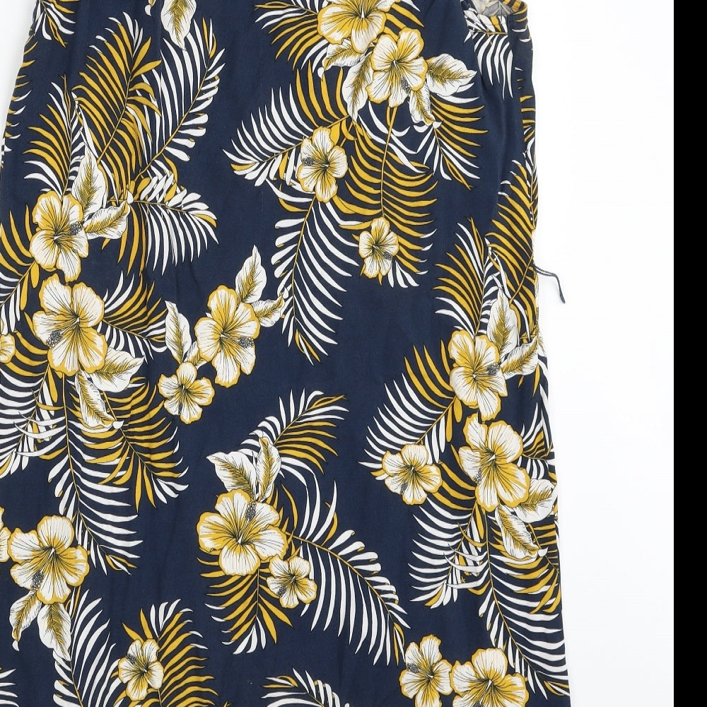 F&F Womens Blue Floral Viscose Sheath  Size 10  Boat Neck Pullover