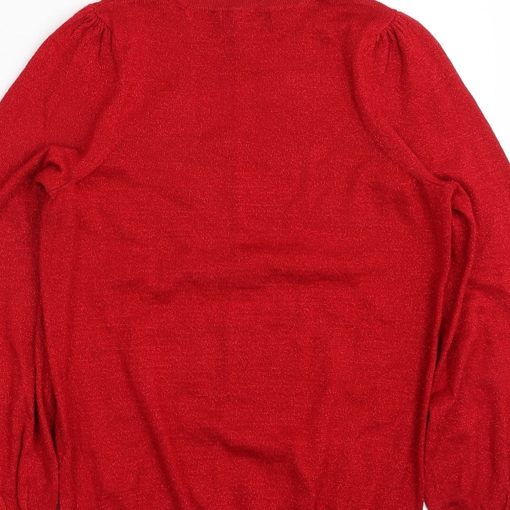 F&F Womens Red Crew Neck  Viscose Pullover Jumper Size 8