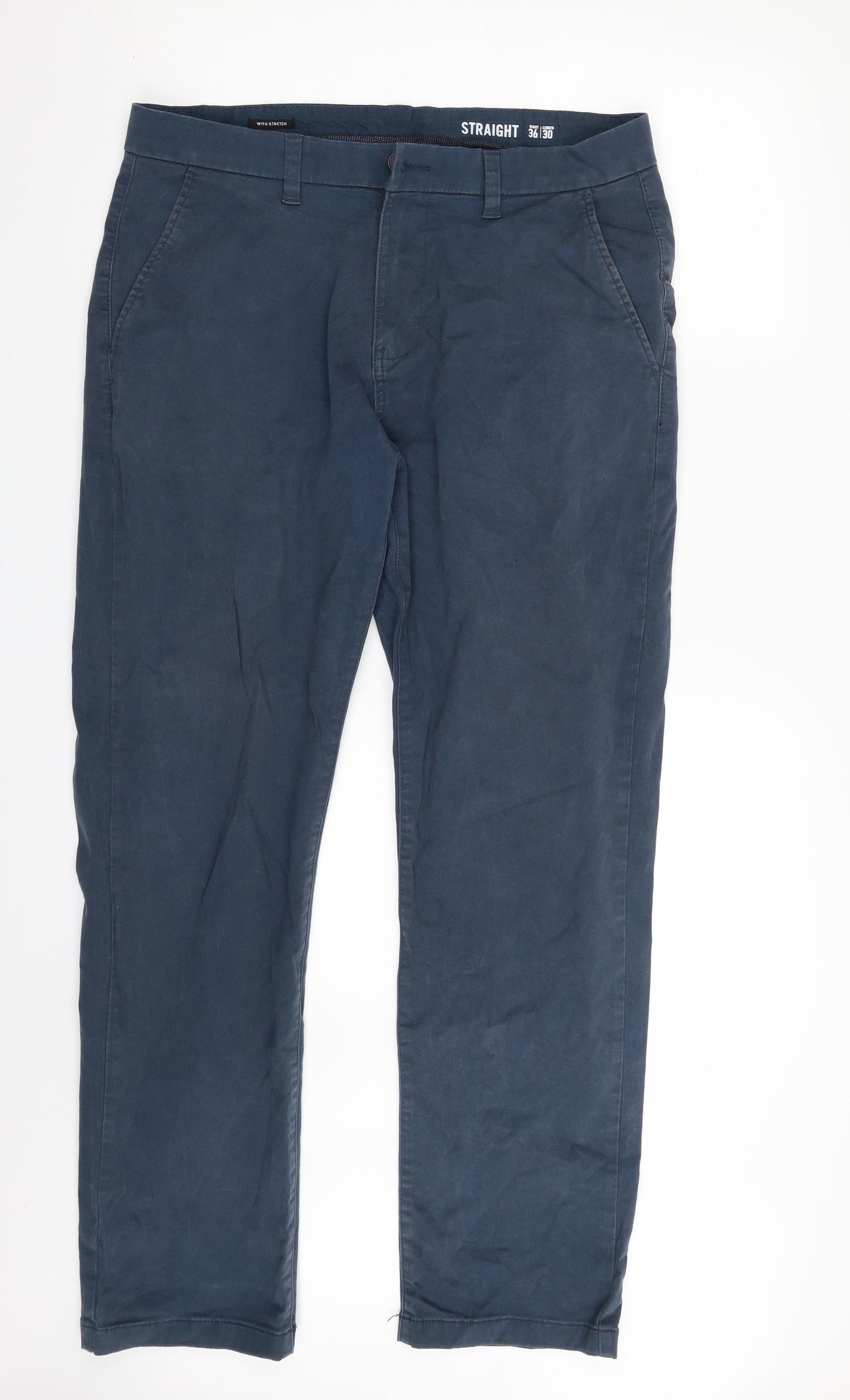 F&F Mens Blue  Cotton Trousers  Size 36 in L30 in Regular Zip