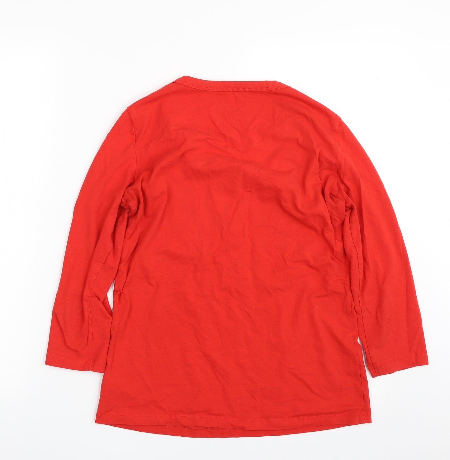 F&F Womens Red  Cotton Basic T-Shirt Size 8 Scoop Neck