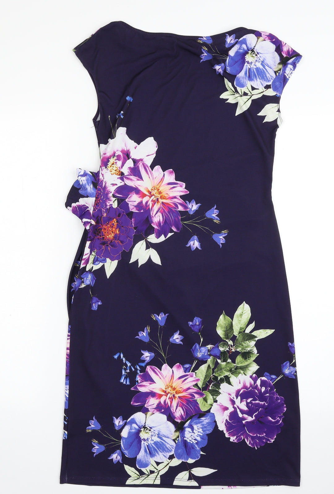 Paraphrase Womens Purple Floral Polyester Shift  Size 10  Boat Neck Pullover