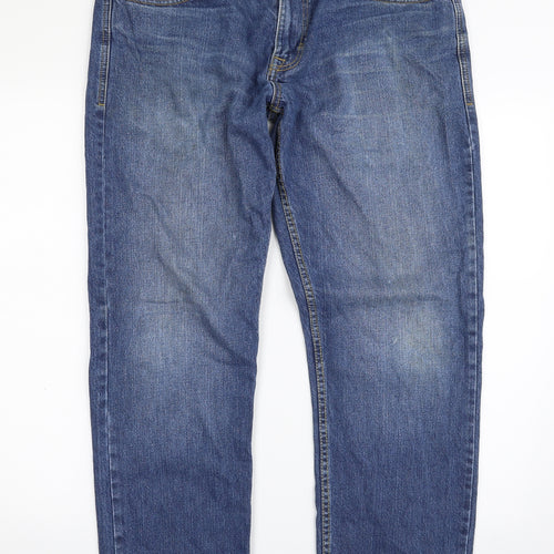 F&F Mens Blue  Cotton Straight Jeans Size 36 in L30 in Regular Zip