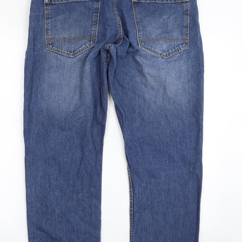 F&F Mens Blue  Cotton Straight Jeans Size 36 in L30 in Regular Zip