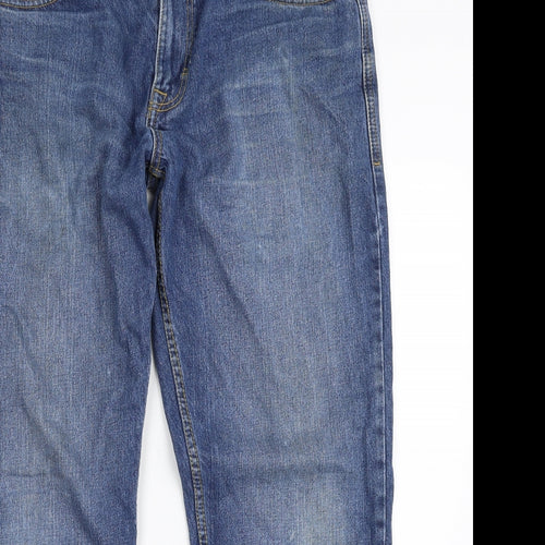 F&F Mens Blue  Cotton Straight Jeans Size 36 in L30 in Regular Zip