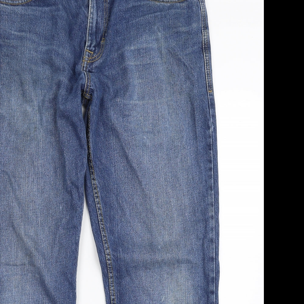 F&F Mens Blue  Cotton Straight Jeans Size 36 in L30 in Regular Zip