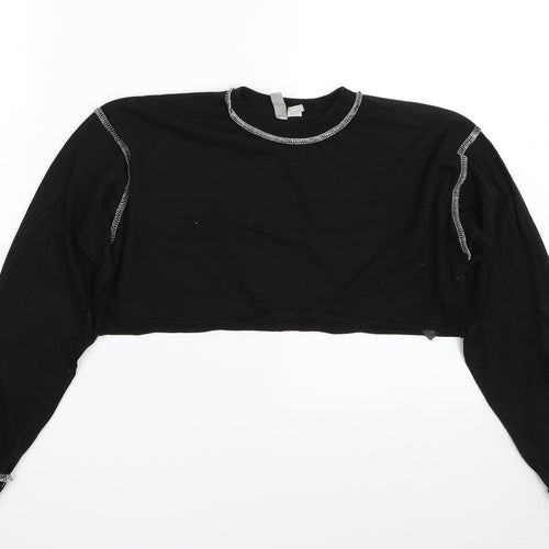 ASOS Womens Black  100% Cotton Cropped T-Shirt Size 4 Crew Neck