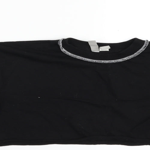 ASOS Womens Black  100% Cotton Cropped T-Shirt Size 4 Crew Neck