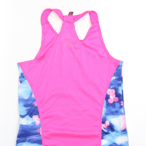 Marks and Spencer Girls Pink Geometric Polyester Vest Sweatshirt Size 12-13 Years  Pullover